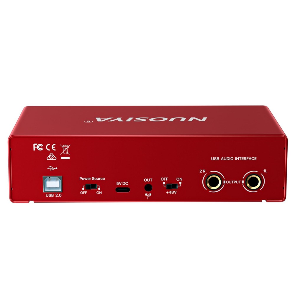 USB Audio Interface for PC Computer Recording Music, Red 2x2 Guitar Audio Int...