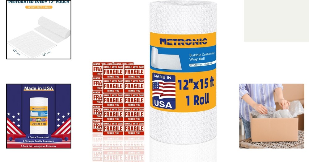 12'x15' Bubble Cushioning Wrap for Safe Shipping & Storage Solutions