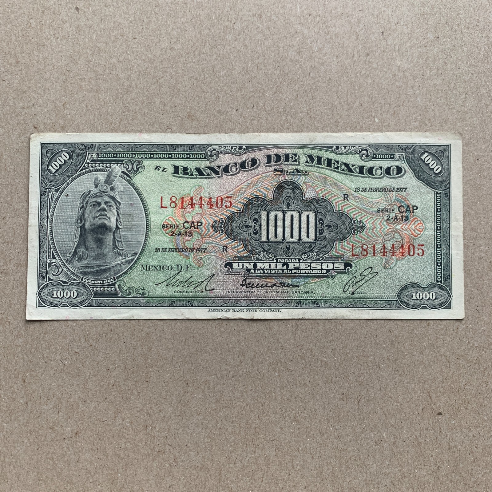 Chichen Itza Pyramid Rare Mexico 1000 Pesos Banknote 1977 Cuauhtemoc Currency