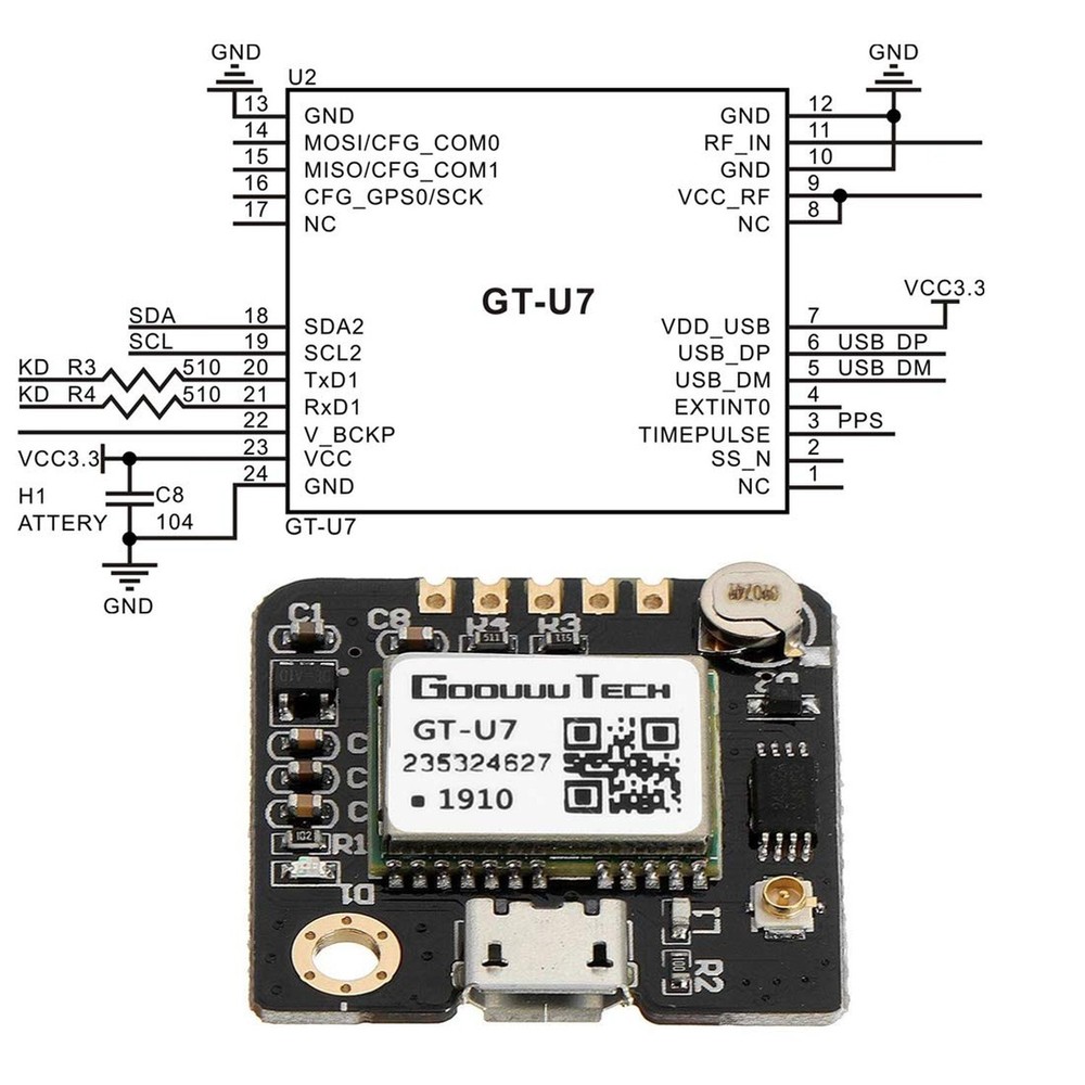 Doudou 2pcs GT-U7 GPS Module, High Sensitivity, Low Power Consumption, Compat...