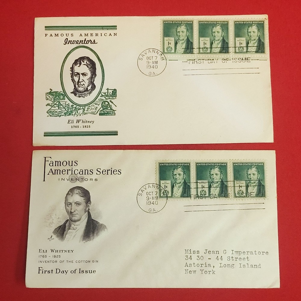 First Day of Issue Eli Whitney Stamp Cache Envelope