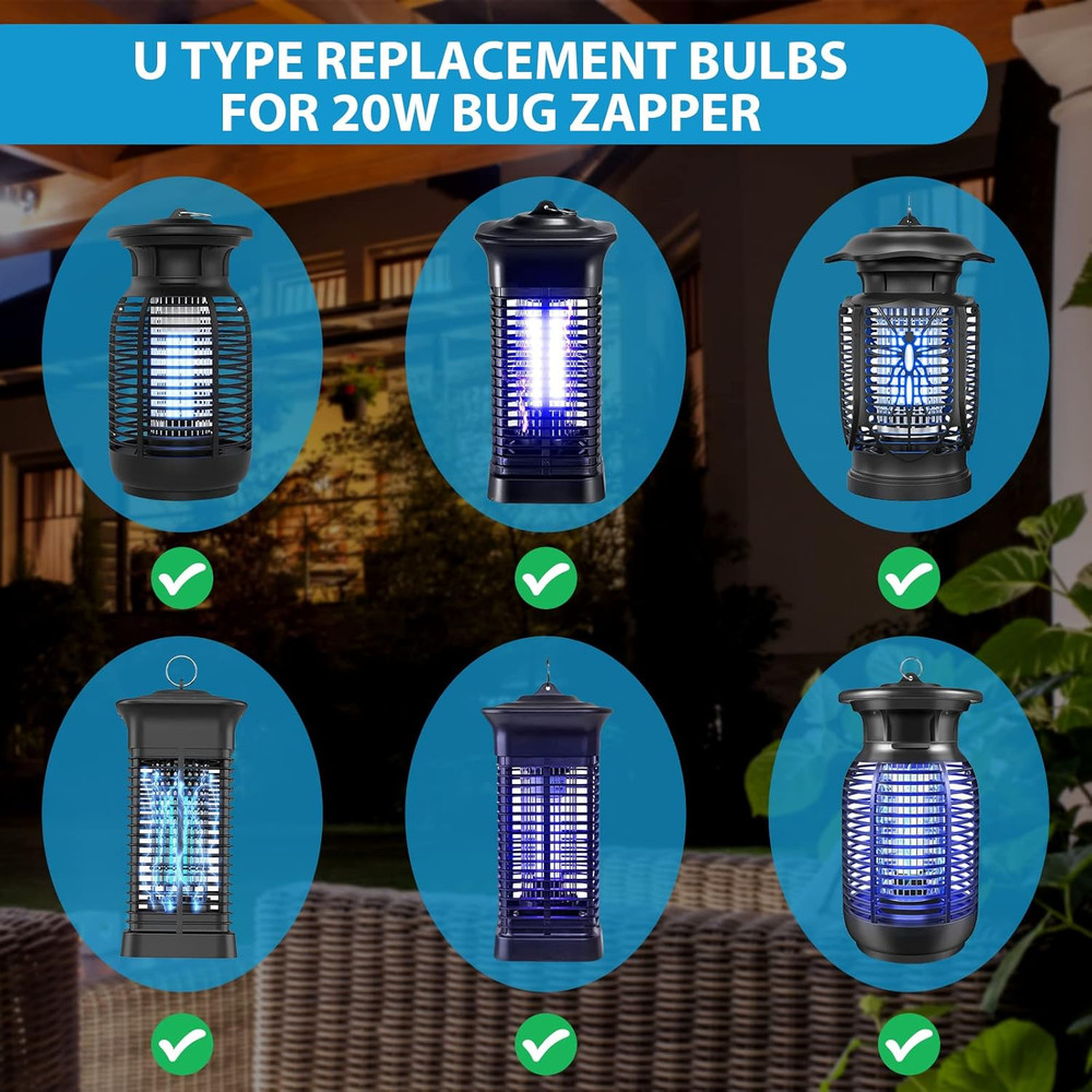 2 Pieces Bug Zapper Light Bulb 2U Type E27 20W Replacement Bulbs Compatible with