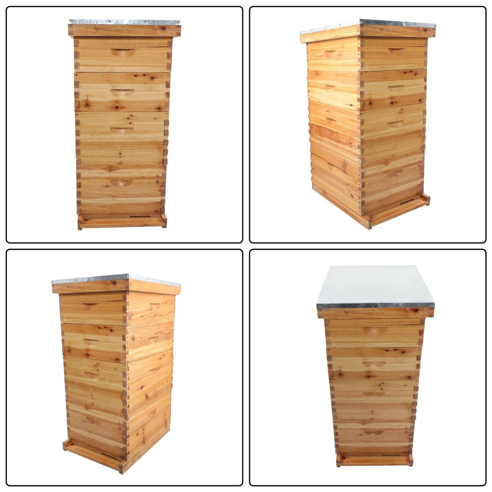Bee Hive Beeswax Coated Includes Beehive Frames and Foundations 4 Layer 10 Frame