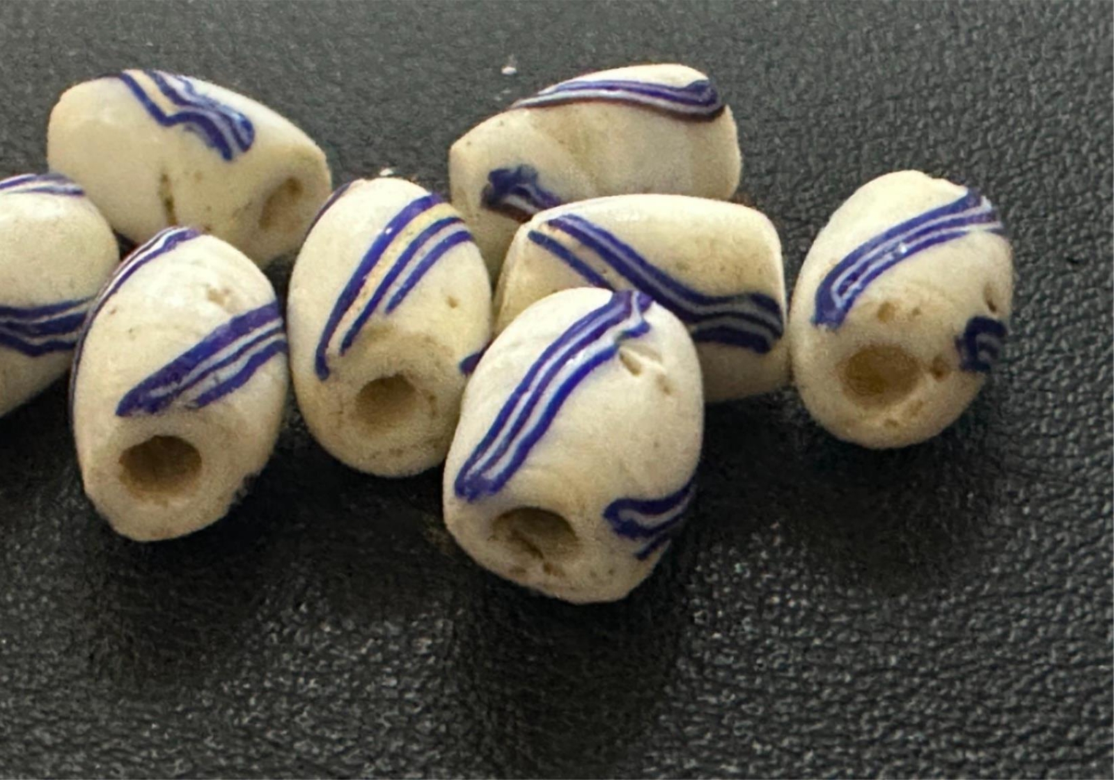 (1) 1700's Huron Indian "Blanket" bead or Blue Delft Trade Bead Early Trade Bead