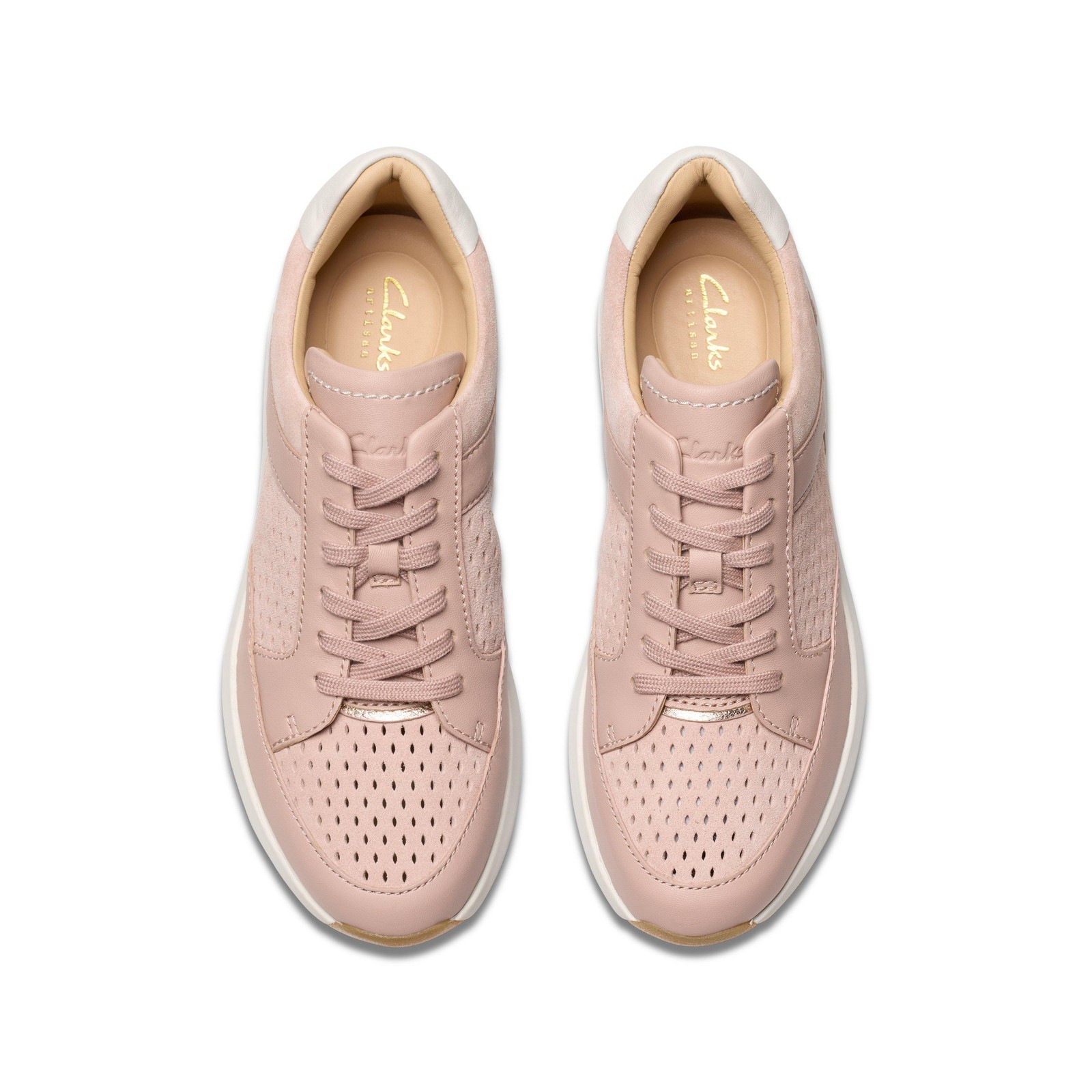 Clarks Womens Tivoli Walk Pink Leather Active Sneakers Shoes