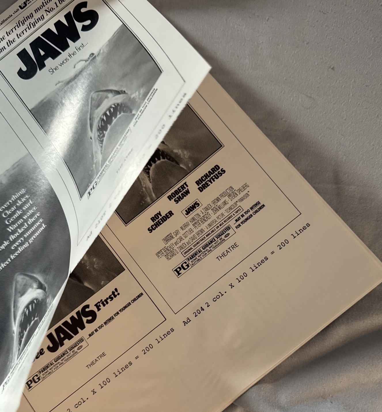 JAWS Original 1975 Movie Deluxe Lobby Cards Near Set 7 Of 8 11x14 + Promo Packet