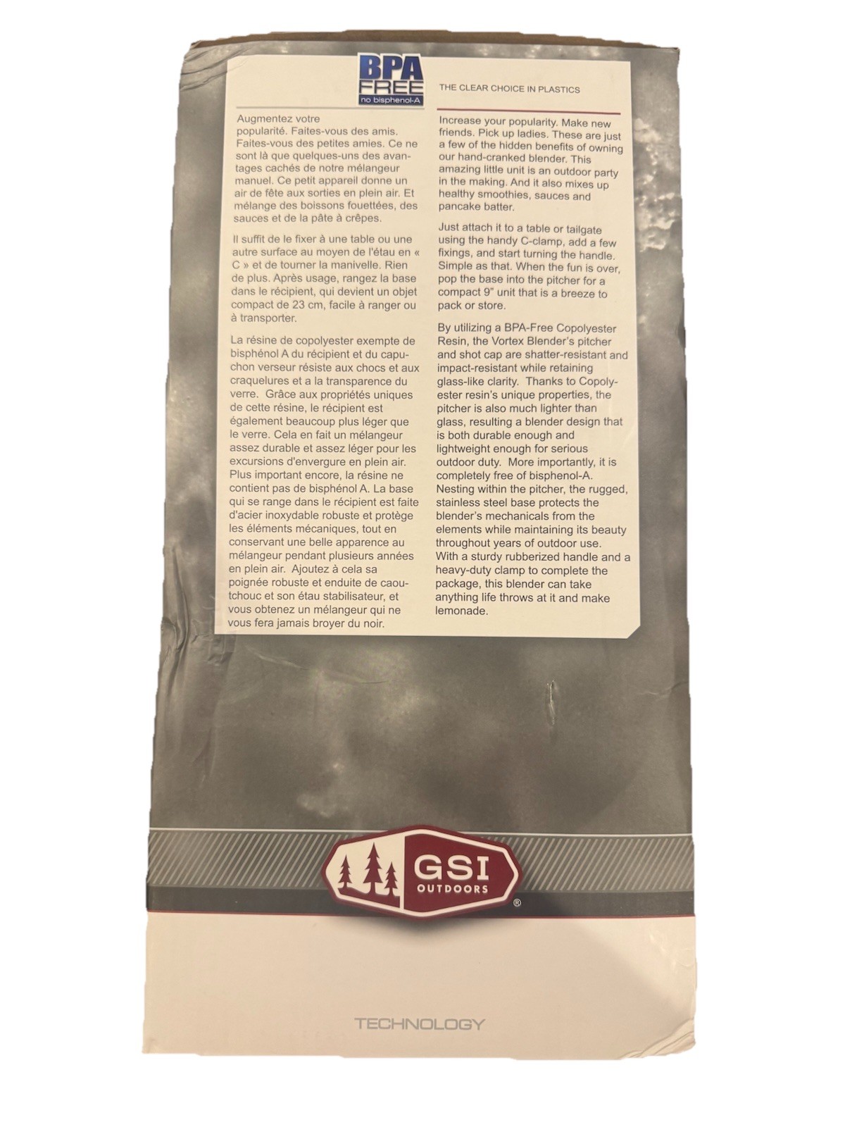 GSI Outdoors Vortex Blender Hand-Cranked Two-Speed Camping Stainless Steel