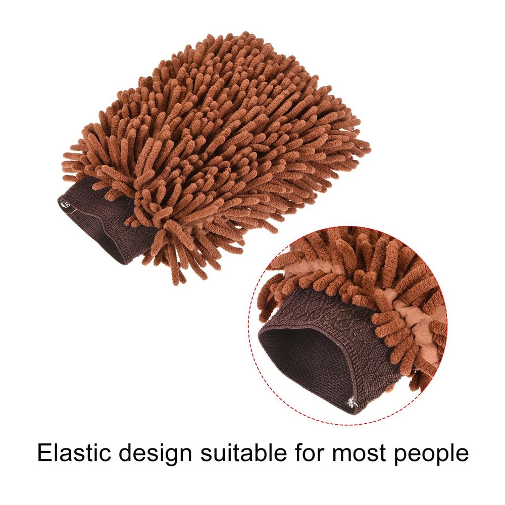 Microfiber Chenille Double-Sided Large Dusting Wash Mitten Cleaning Brown