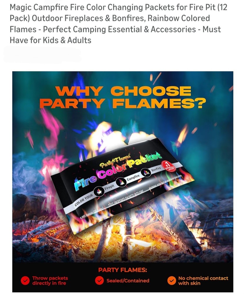 12 Pack - Magic Campfire Fire Color Changing Packets.