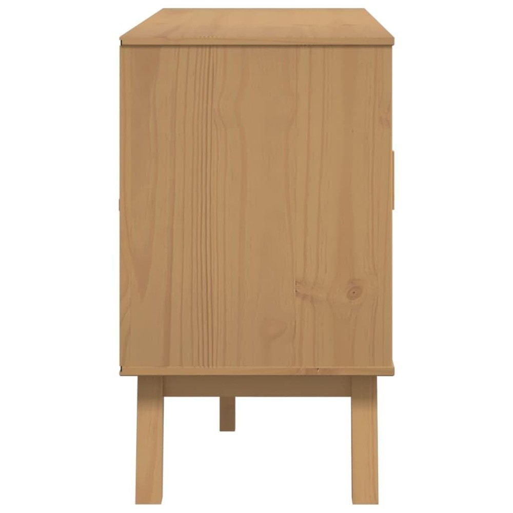 Sideboard White Brown Solid Pine Wood Kitchen Storage Cabinet for Dining Rooms