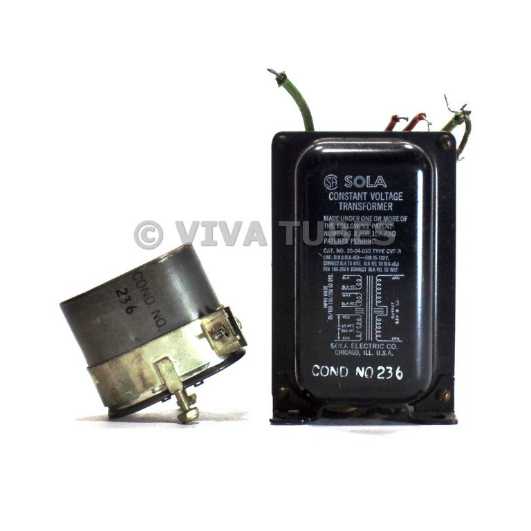 Vintage Set Sola Constant Voltage Filament Transformer & Capacitor 330 VAC