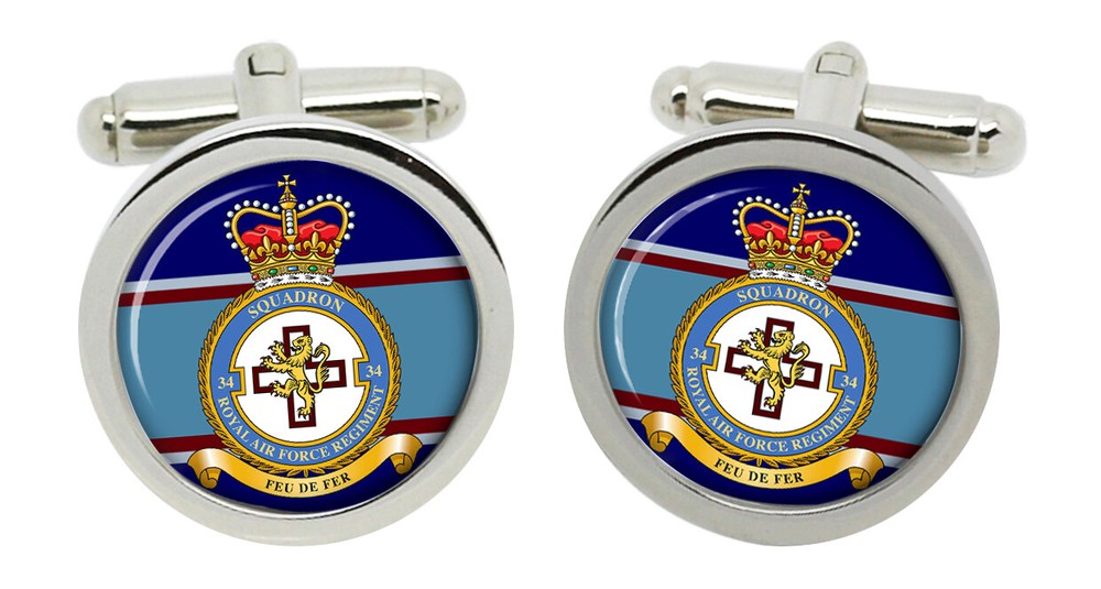 RAF Regiment 34 Squadron Cufflinks in Box