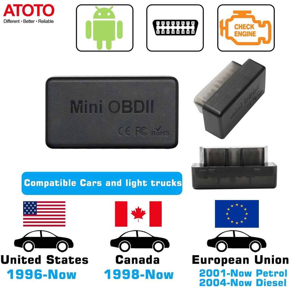 ATOTO Mini Bluetooth OBD2 Scanner for Android Head Unit Car Diagnostic Scan Tool