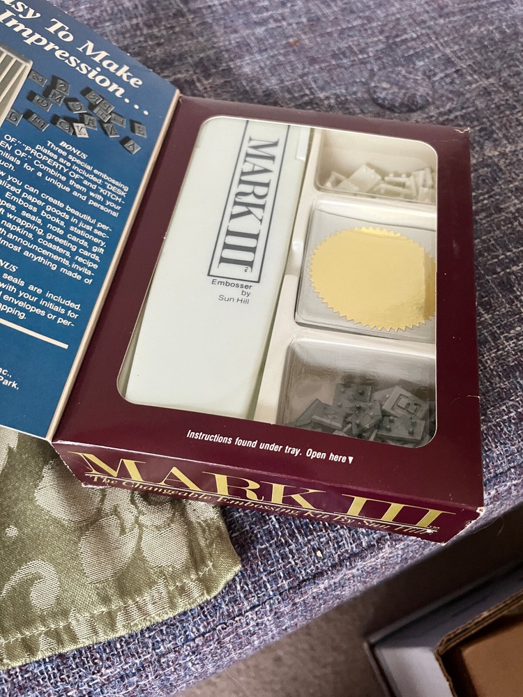 Vintage Mark III Handheld Embossing Kit Switchable Monogram Initials Sun Hill