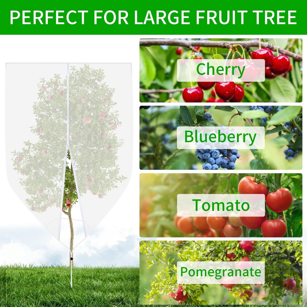 Large Fruit Tree Netting, 10x10Ft Insect Bird Barrier Netting with Drawstring...