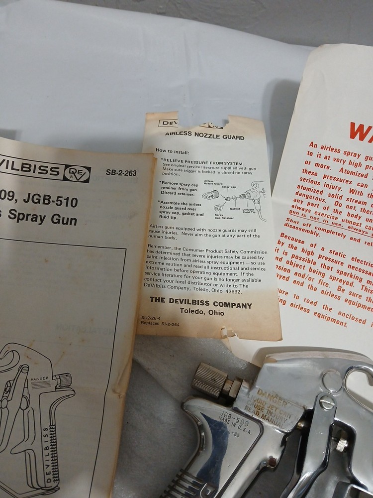 DeVILBISS SPRAY GUN JGB-509 MADE IN U.S.A.