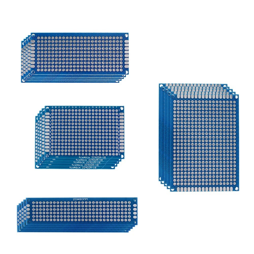 20-Piece Blue Double-Sided PCB Prototyping Boards Kit