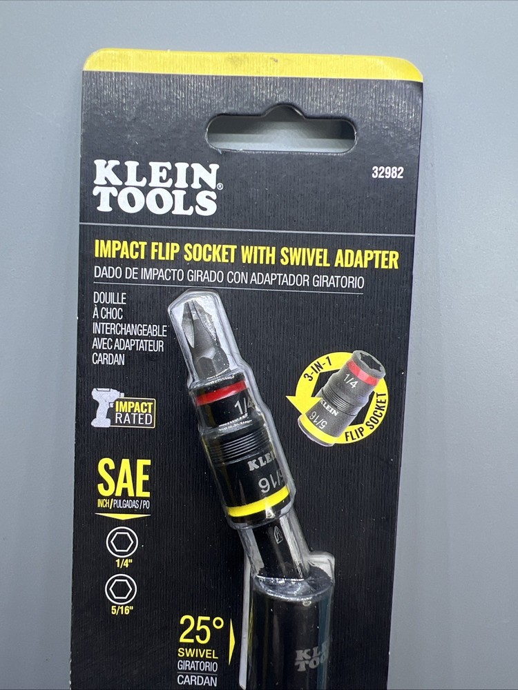 Klein Tools 32982 Impact Flip Socket With Swivel Adapter, 3 Pc.