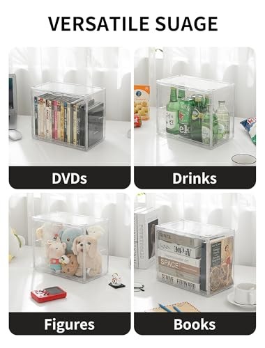 Acrylic 2-Pack DVD Storage Box, Stackable DVD Case Holder Organizer With