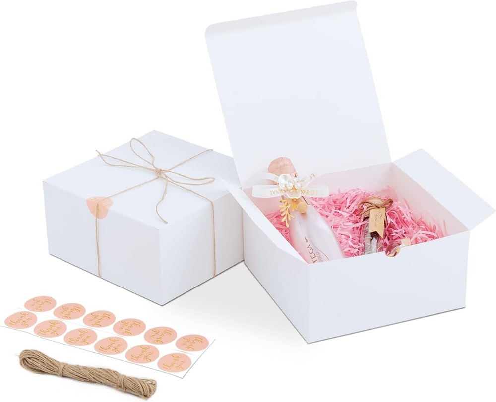 Sturdy Easy Assemble Gift Boxes - 12 White Glossy Boxes for Every Celebration