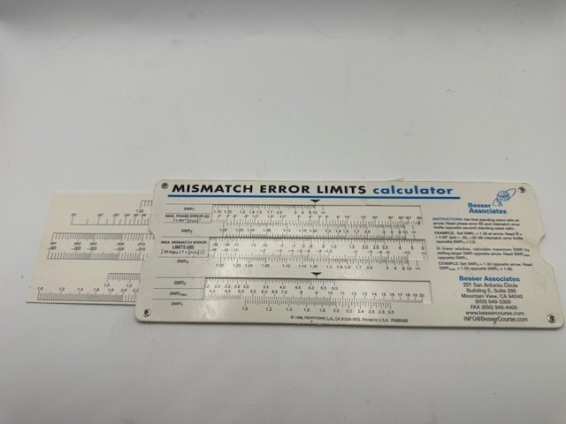 Reflectometer & Mismatch Error Limits Slide Rule Calculator / Amateur Radio
