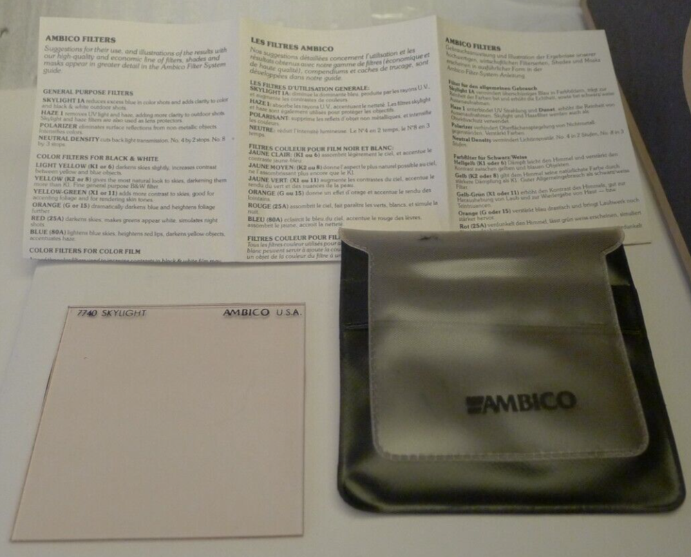 Ambico Skylight Filter # 7740 Plastic 3x3 Square with Pouch & Instructions