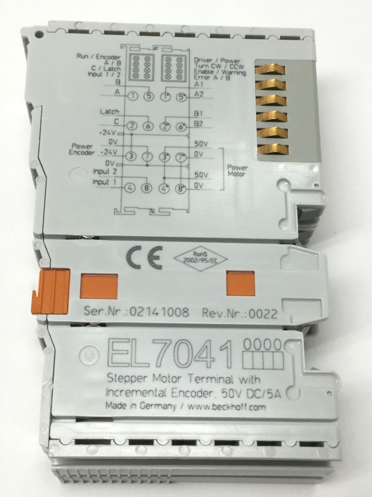Beckhoff EL7041 EtherCAT Stepper Motor Terminal, Incremental Encoder, 48VDC 5A
