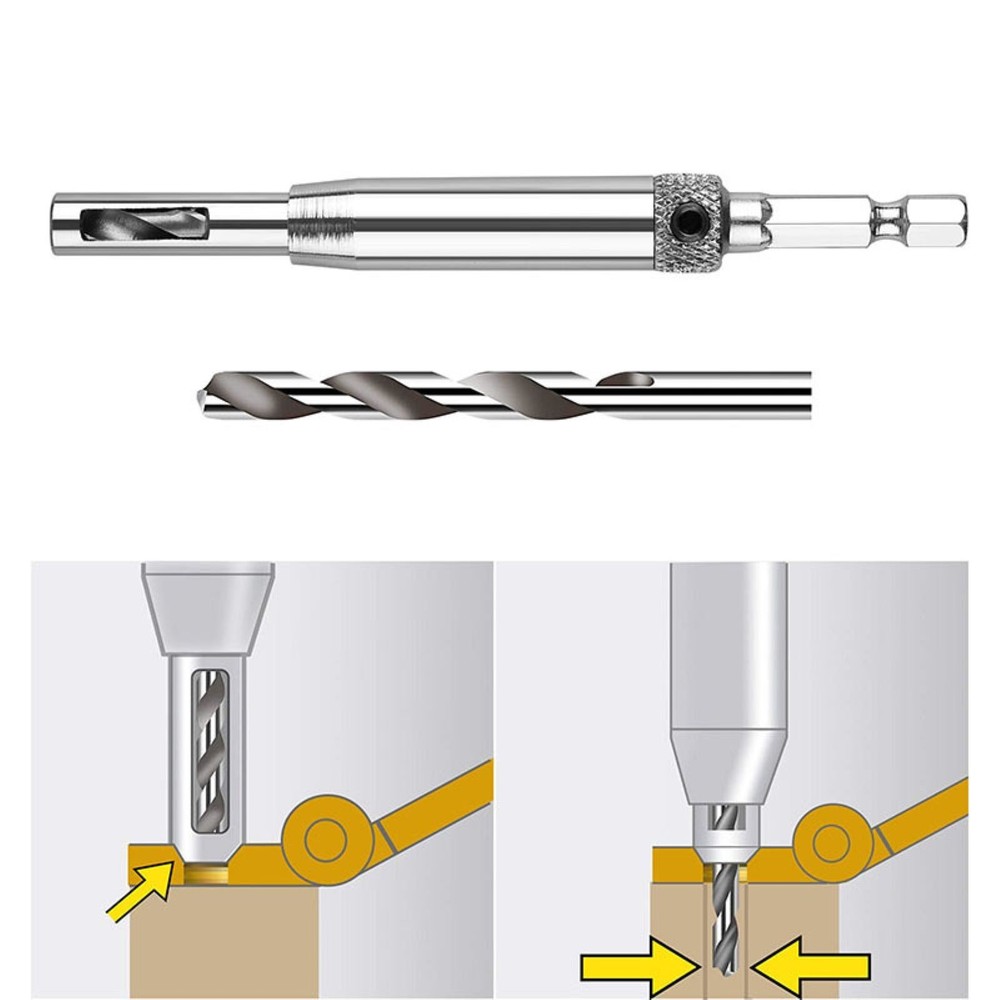 7pcs New Worry-Free Drilling Self Centering Hinge Hardware Drill Bit Set