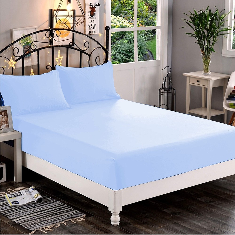 Fitted Sheet+2 Pillow Case 1200 TC Egyptian Cotton Solid & Stripe US Size