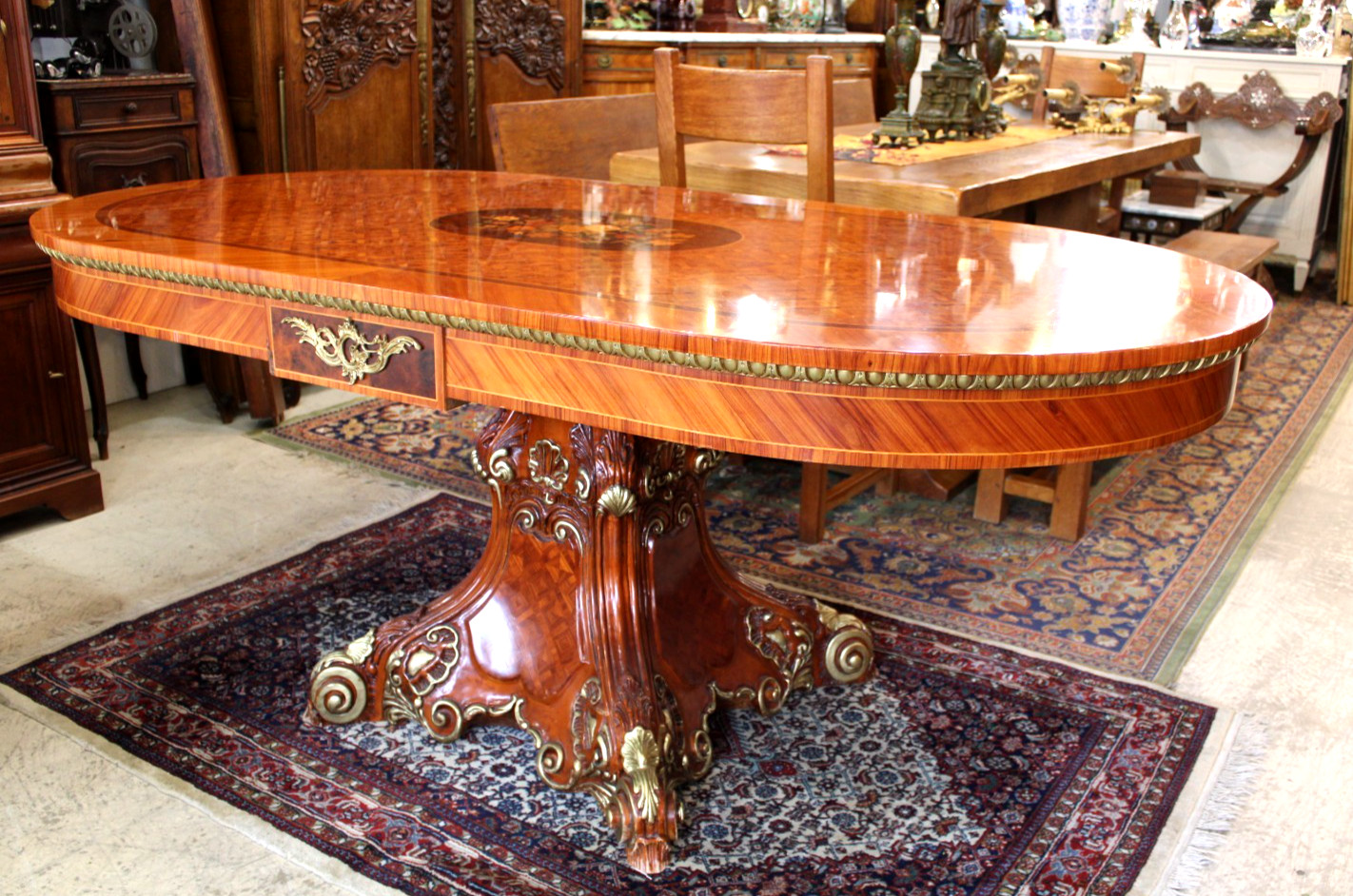 Italian Antique Princes Katia Style Inlaid Rosewood Dining Table