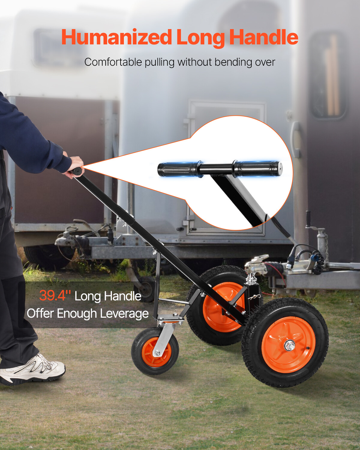 1000lbs Trailer Dolly 16.7 and 22 in Adjustable Height 2 in Ball 14 in Tires