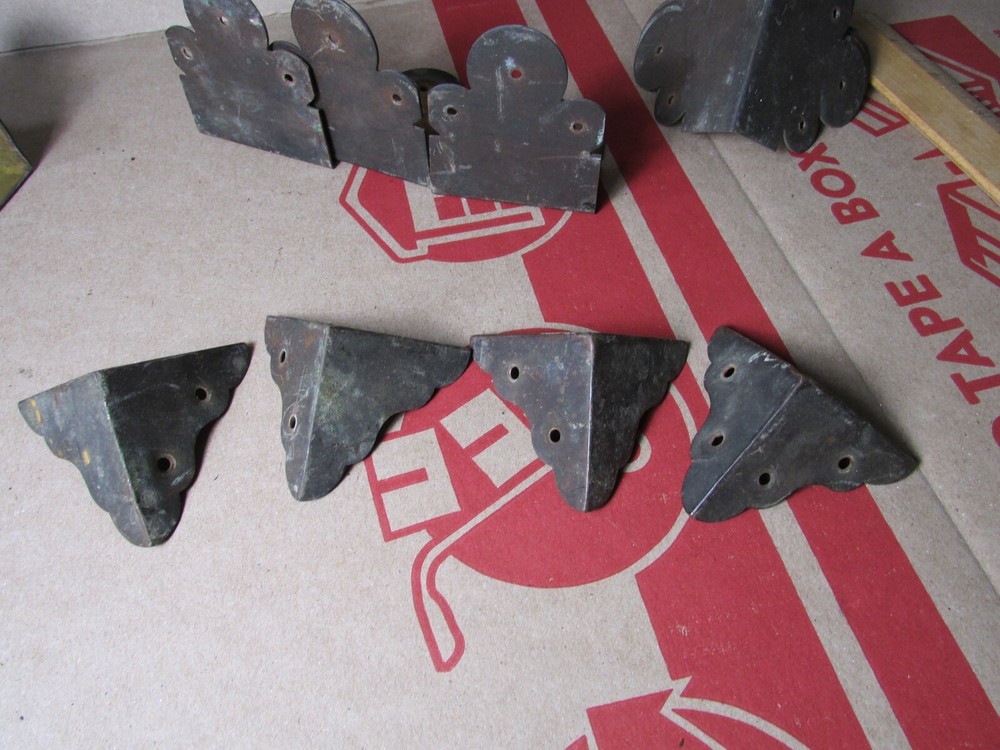 Vintage Solid Brass Carpenters Tool Box Corner Hardware Decorative Pieces