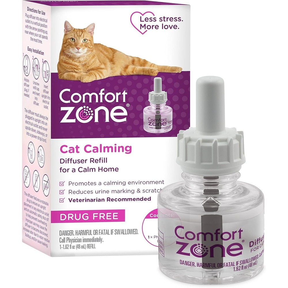 Comfort Zone 1 Pack Cat Calming Diffuser Refills; 30-Day Pheromones Help Anxiety