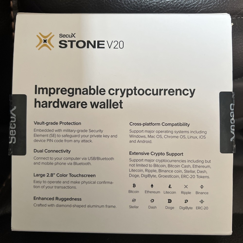 SecuX V20 Crypto Hardware Wallet- Infineon CC EAL5+ Secure Element, Bluetooth, C