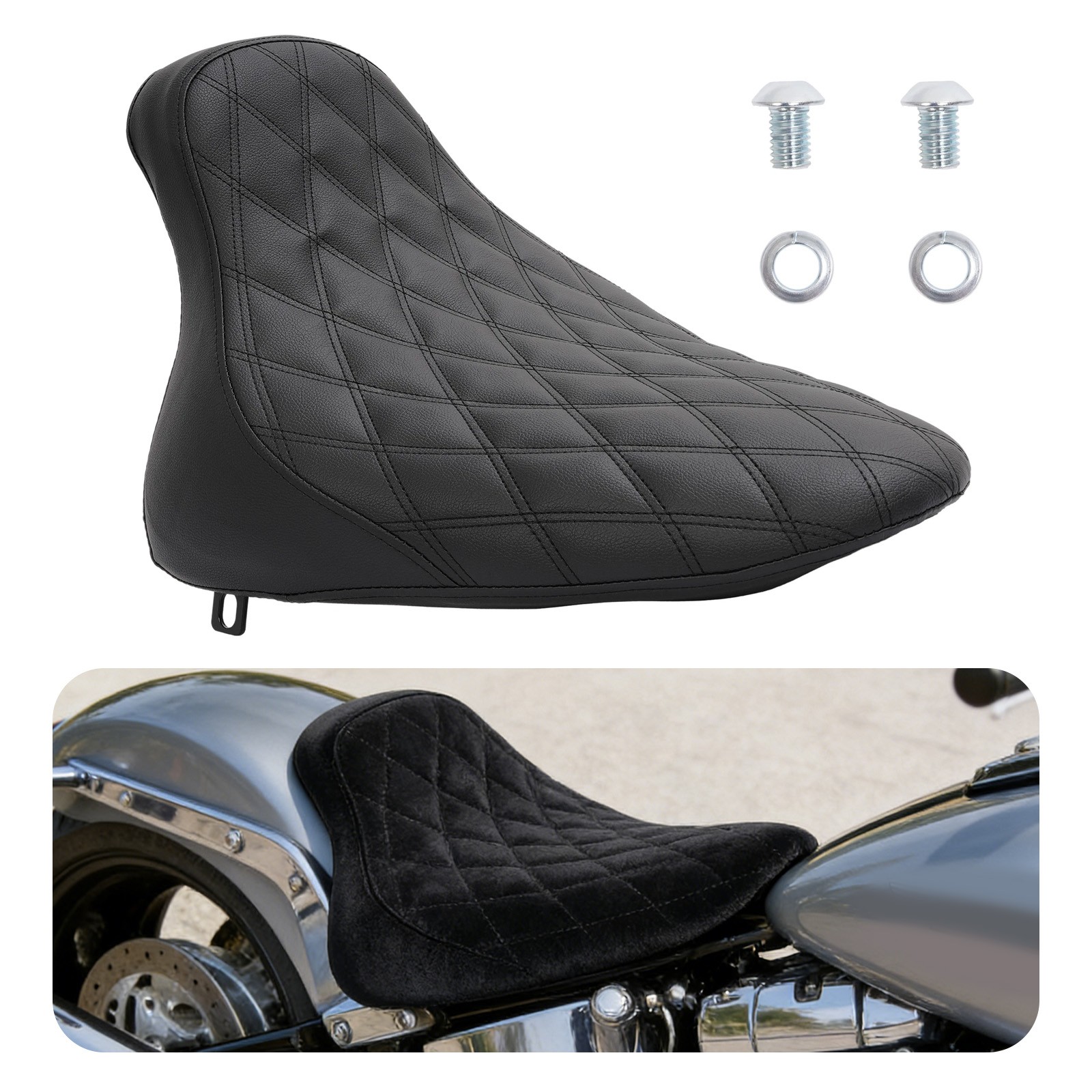 For Harley Softail Fat Boy FXST FLST FLSTF 00-07 Motorcycle Black Solo Seat