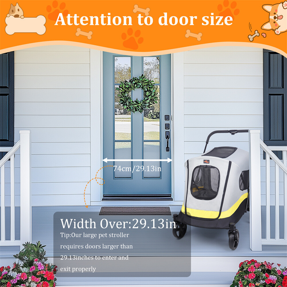 Premium 3-in-1 Pet Stroller for Small/Medium Dogs Cats One-click Folding Handle