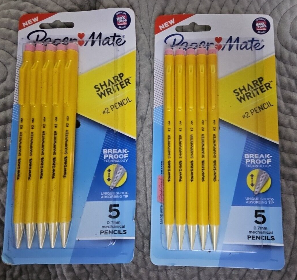 Paper Mate SharpWriter Mechanical Pencils, 0.7mm, #2, Yellow, Two 5 Pack