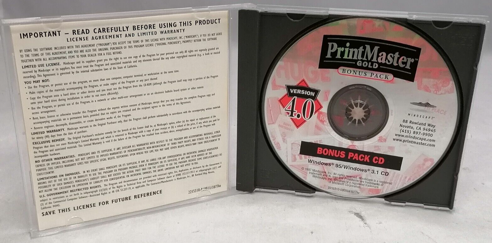 Vintage 1997 PrintMaster Gold Bonus Pack Version 4.0 Software