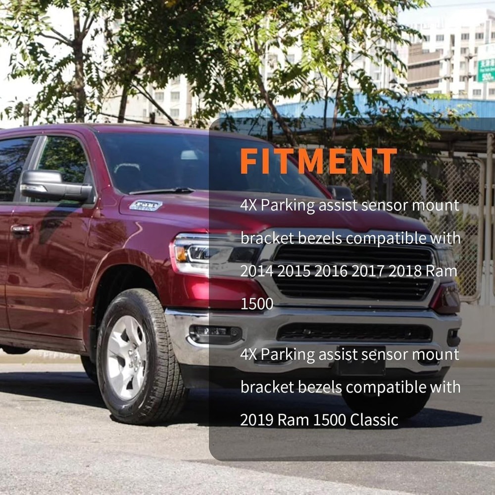 4X Parking Assist Sensor Mount Bracket Bezels Compatible with 2014-2018 Ram...