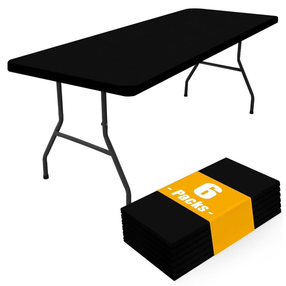 Smiry 6 Pack Rectangle Picnic Table Cloth, Waterproof Elastic Fitted Tableclo...