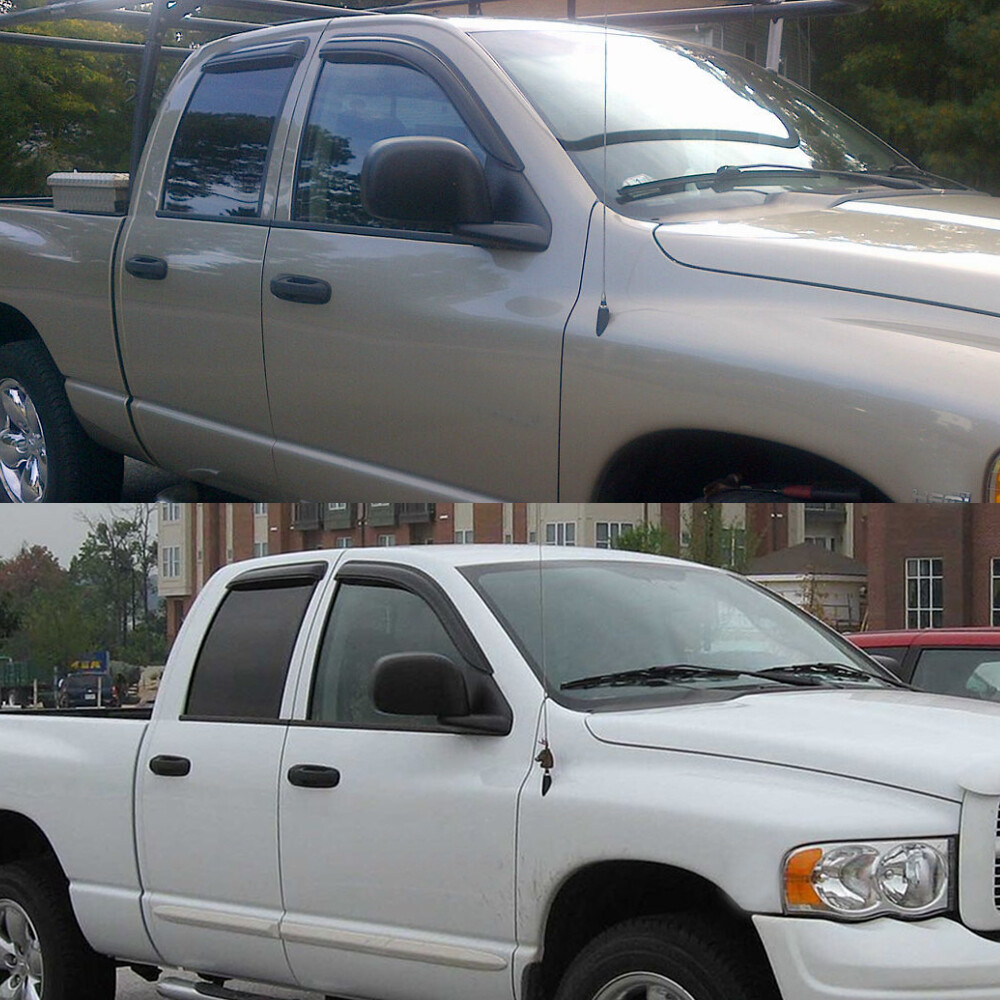 Fit 2002-2009 Ram 1500 2500 Quad Cab Smoke Window Visor Sun Vent Rain Wind Guard