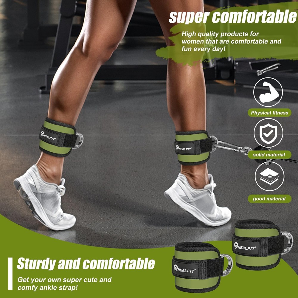 Ankle Strap for Cable Machine, Gym Ankle Cuff for Kickbacks, Leg Extensions