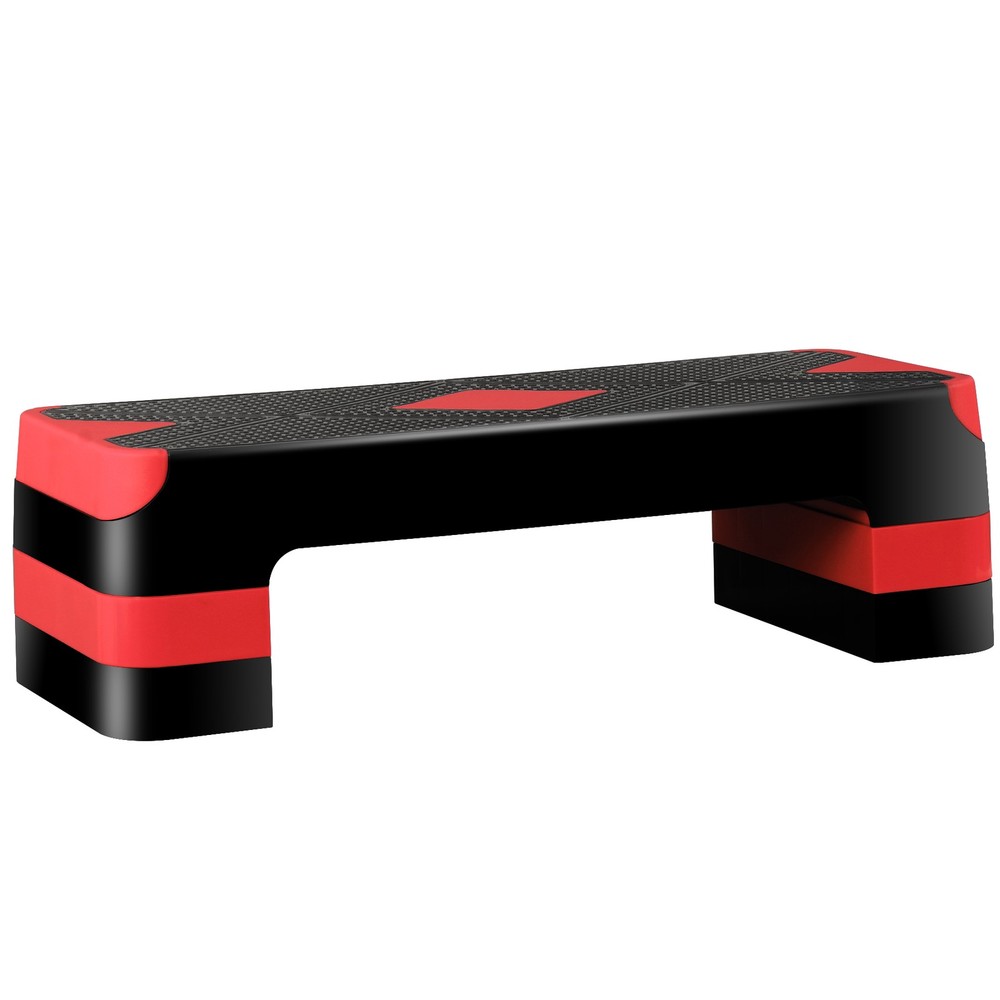 26.5" Aerobic Exercise Step Platform w/4 Risers Adjustable Workout Stepper Red