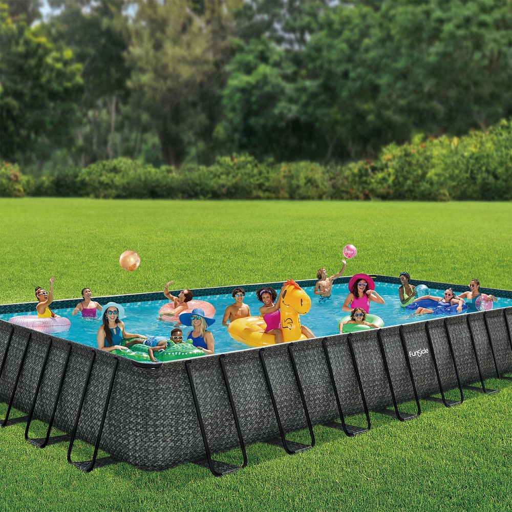 32ft x 16ft x 52in Oasis Designer Rectangle Lap Pool, Dark Herringbone (Used)