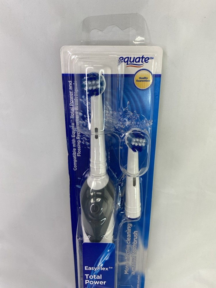 Equate Easyflex Total Power Battery Toothbrush, Includes 2 Replacement Heads