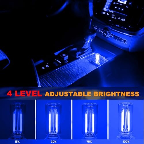 2 PCS USB LED Car Interior Atmosphere Light, Touch Control Adjustable Blue
