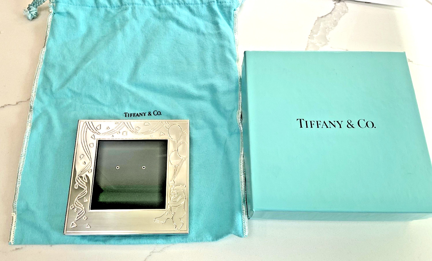 Tiffany & Co Sterling Silver 925 Balloons and Bear Photo Frame Orig Box Pouch