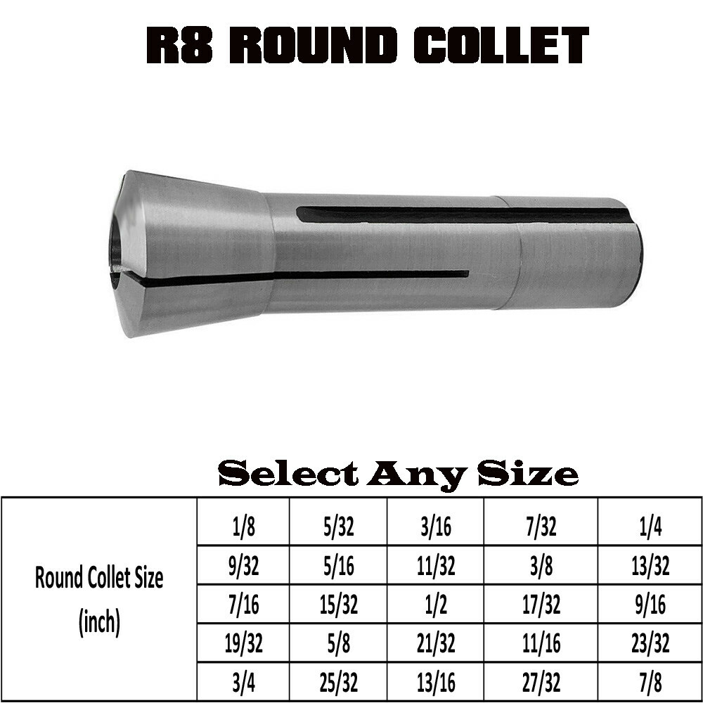1/8" to 7/8" Precision R8 Round Collet Drawbar Thread 7/16"-20 Hardened Ground