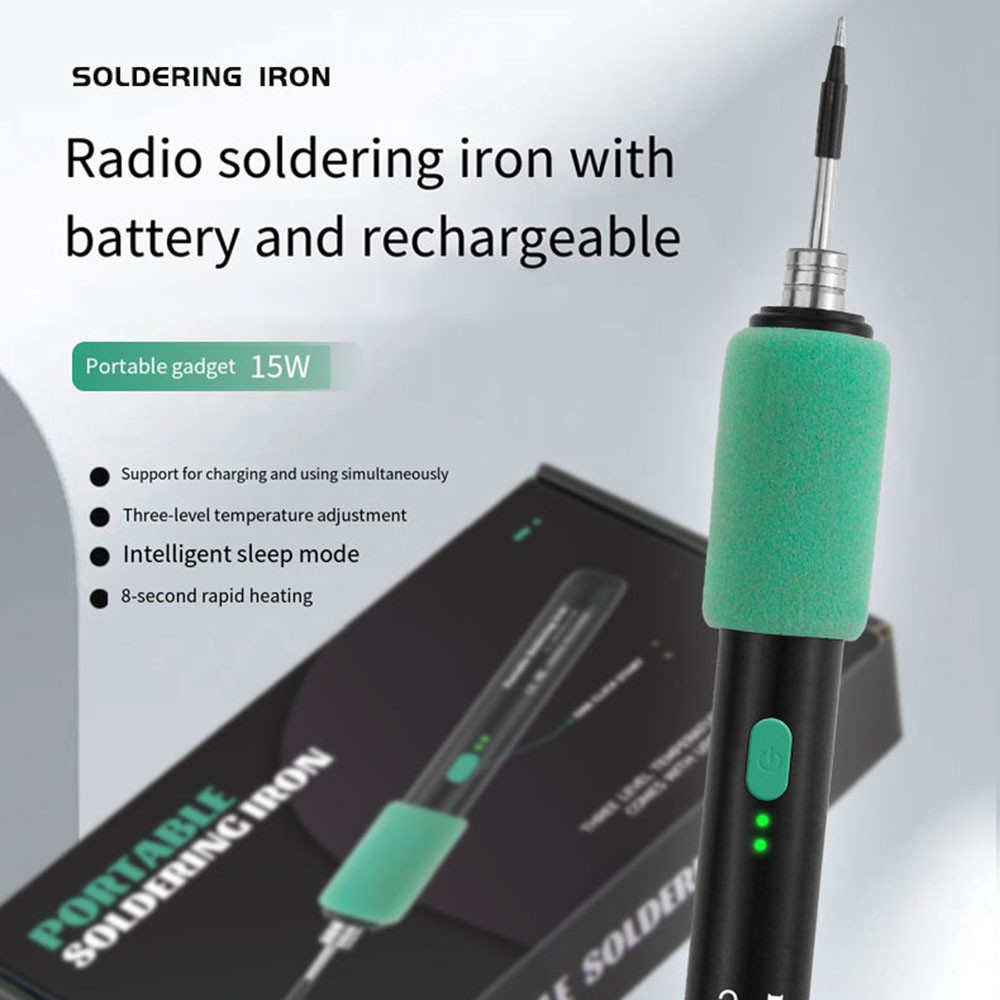 Portable Cordless Soldering Iron Kit with Replaceable Tip for Circuit Board Repa