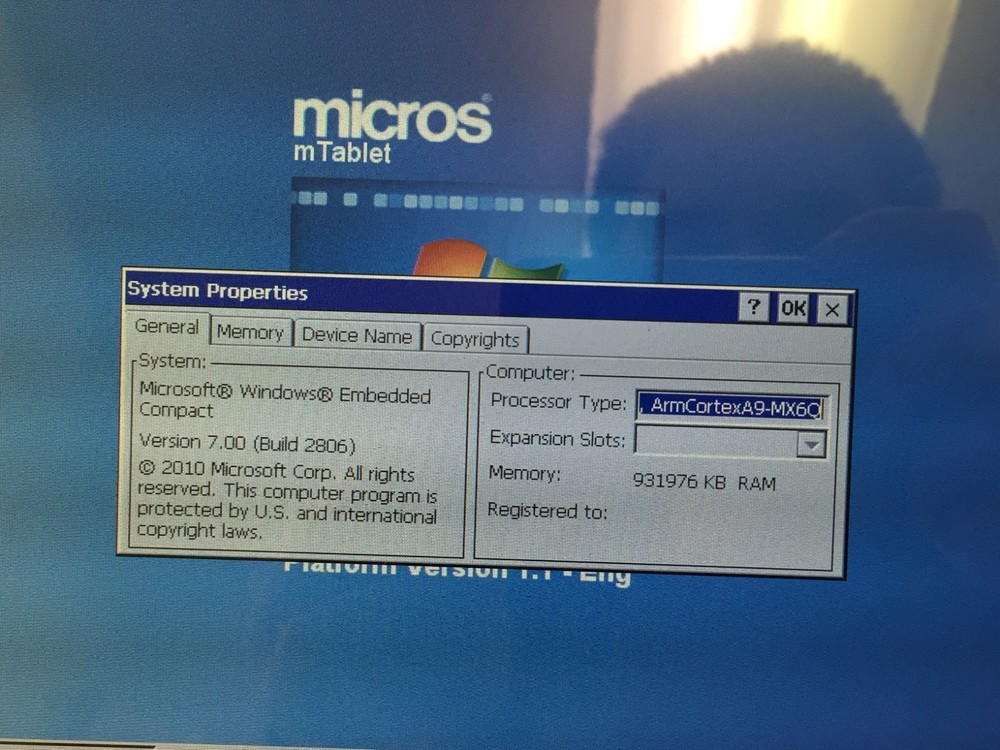 Oracle Micros mTablet/mStation 400374-020 POS Terminal
